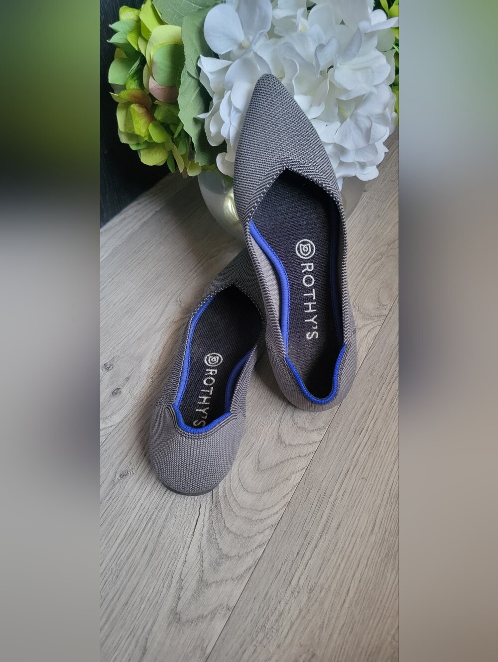 Rothy's The Point Cloud Gray Birdseye Flats, Women's US 7 EU 37.5 - Picture 2 of 16